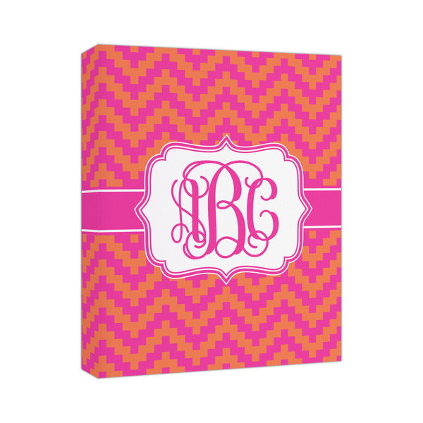 Custom Pink & Orange Chevron Canvas Print - 11x14 (Personalized)