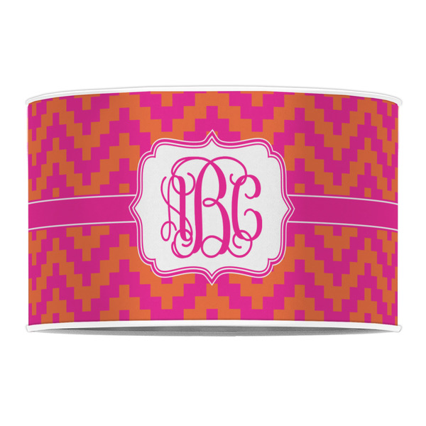Pink & Orange Chevron 12" Drum Lampshade - FRONT (Poly Film)