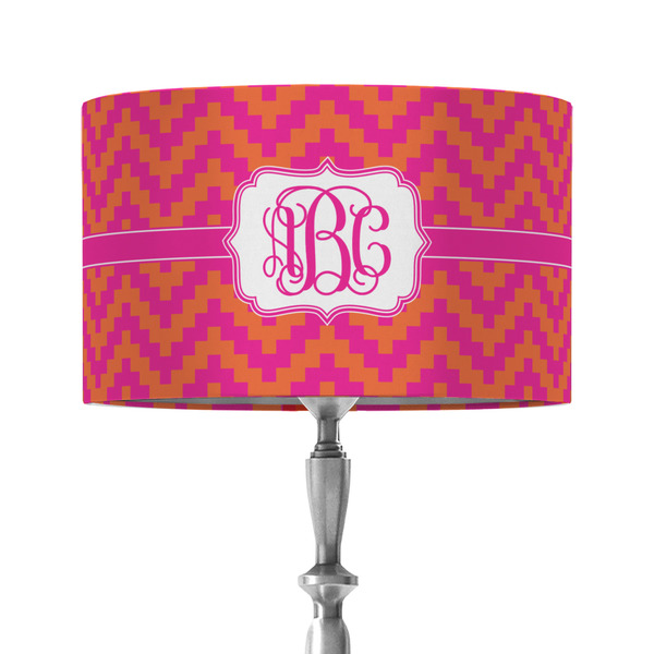 Pink & Orange Chevron 12" Drum Lampshade - ON STAND (Fabric)