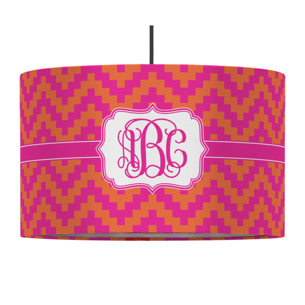 Pink & Orange Chevron 12" Drum Lampshade - PENDANT (Fabric)