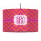 Pink & Orange Chevron 12" Drum Pendant Lamp - Fabric (Personalized)
