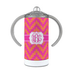 Pink & Orange Chevron 12 oz Stainless Steel Sippy Cup (Personalized)
