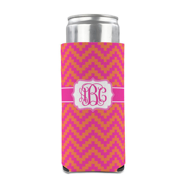 Pink & Orange Chevron 12oz Tall Can Sleeve - FRONT (on can)