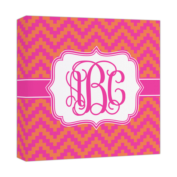 Custom Pink & Orange Chevron Canvas Print - 12x12 (Personalized)