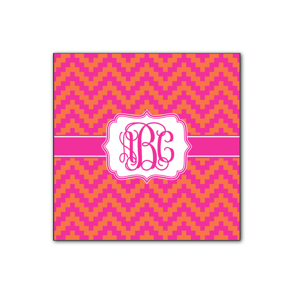 Custom Pink & Orange Chevron Wood Print - 12x12 (Personalized)