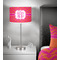 Pink & Orange Chevron 13 inch drum lamp shade - in room