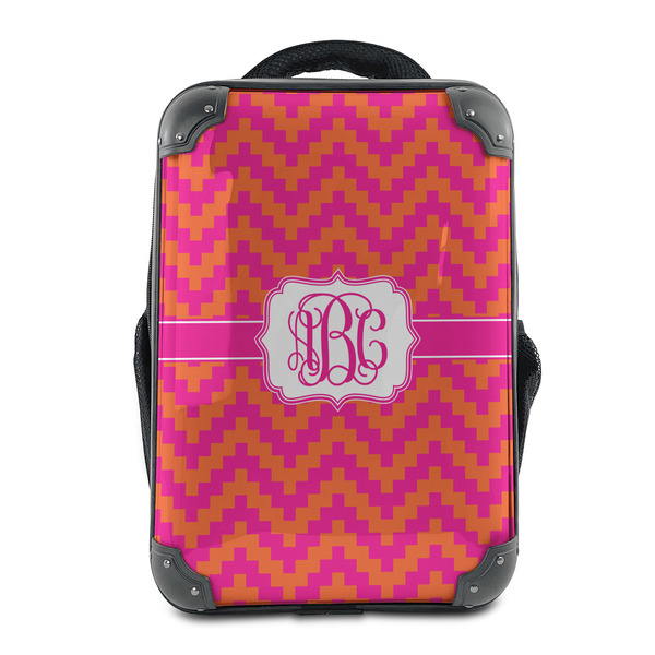 Custom Pink & Orange Chevron 15" Hard Shell Backpack (Personalized)