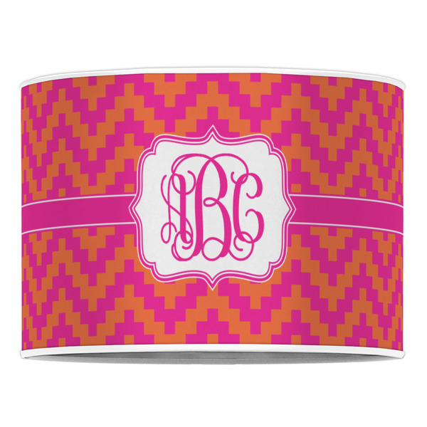 Pink & Orange Chevron 16" Drum Lampshade - FRONT (Poly Film)