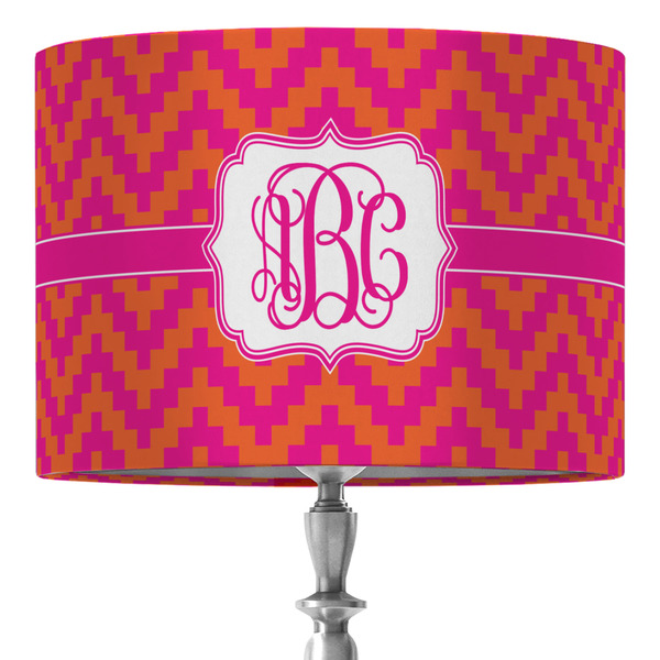 Custom Pink & Orange Chevron 16" Drum Lamp Shade - Fabric (Personalized)