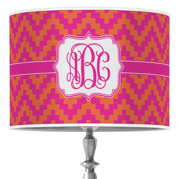 Custom Pink & Orange Chevron Drum Lamp Shade (Personalized)
