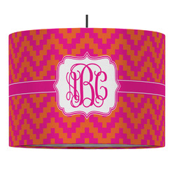 Pink & Orange Chevron Drum Pendant Lamp (Personalized)