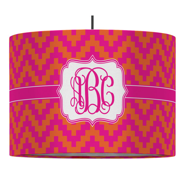 Custom Pink & Orange Chevron 16" Drum Pendant Lamp - Fabric (Personalized)