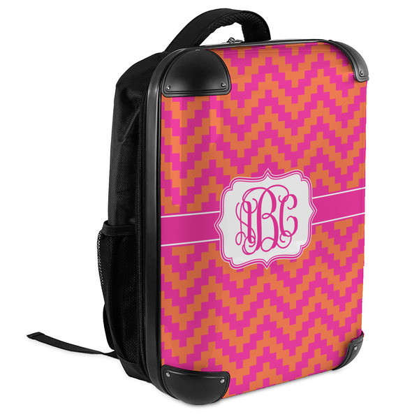 Pink & Orange Chevron 18" Hard Shell Backpacks - ANGLED VIEW