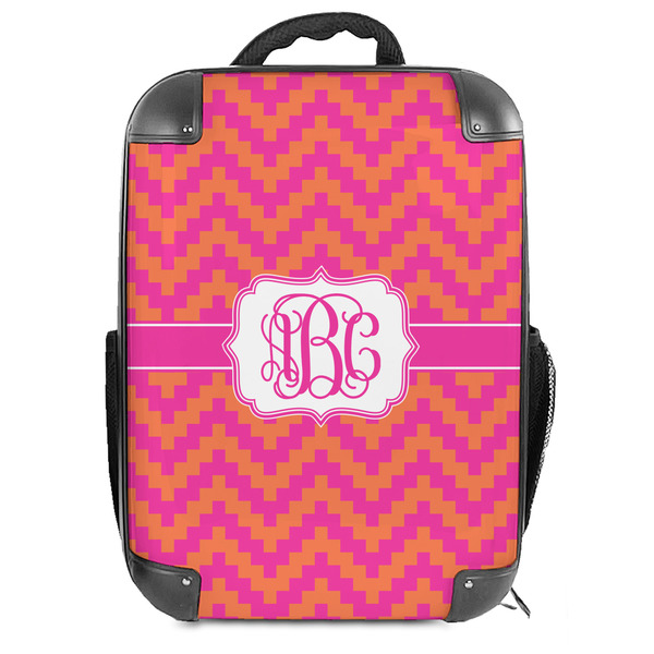 Custom Pink & Orange Chevron Hard Shell Backpack (Personalized)