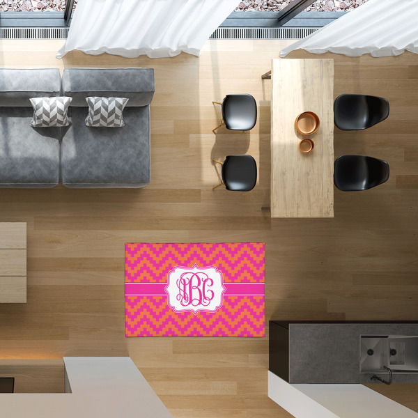 Pink & Orange Chevron 2'x3' Indoor Area Rugs - IN CONTEXT