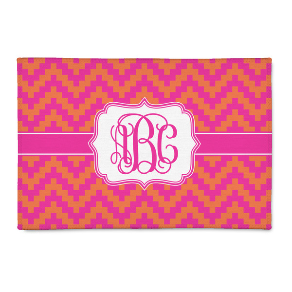 Custom Pink & Orange Chevron 2' x 3' Indoor Area Rug (Personalized)