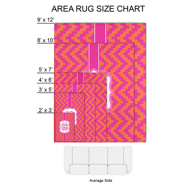 Pink & Orange Chevron 2'x3' Indoor Area Rugs - Size Chart