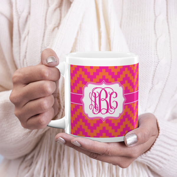 Pink & Orange Chevron 20oz Coffee Mug - LIFESTYLE