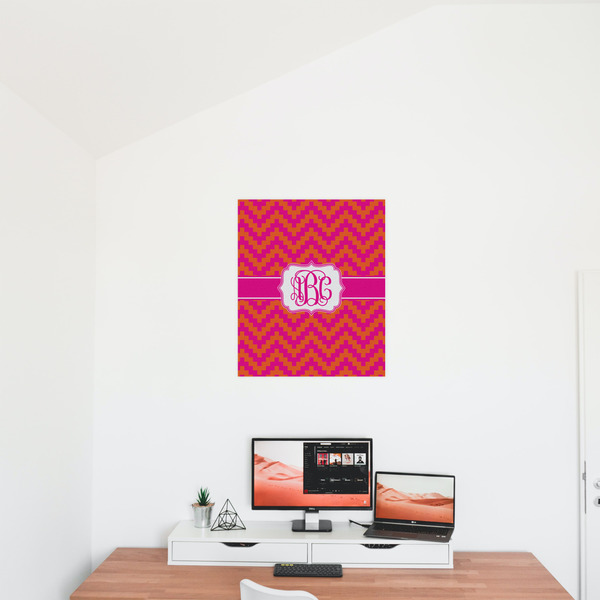Pink & Orange Chevron 20x24 - Matte Poster - On the Wall