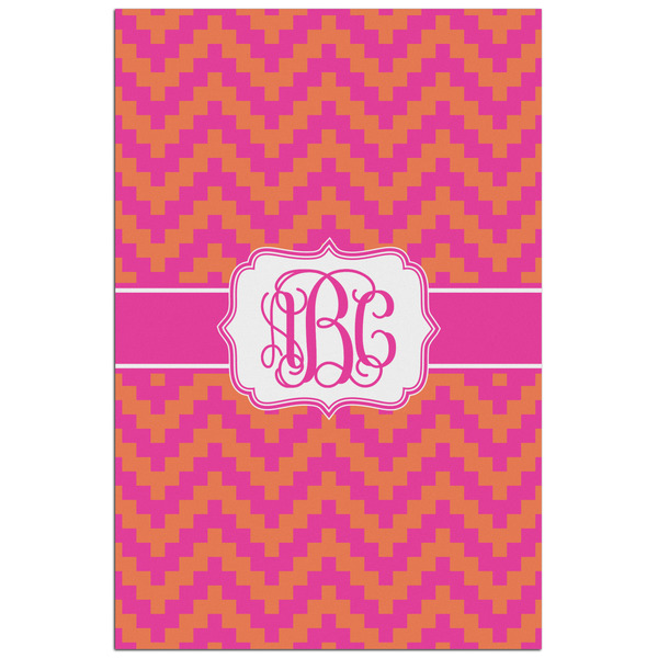 Custom Pink & Orange Chevron Poster - Matte - 24x36 (Personalized)