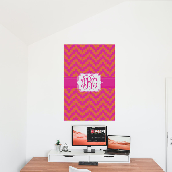 Pink & Orange Chevron 24x36 - Matte Poster - On the Wall