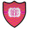 Pink & Orange Chevron Iron On Shield Patch B w/ Monogram