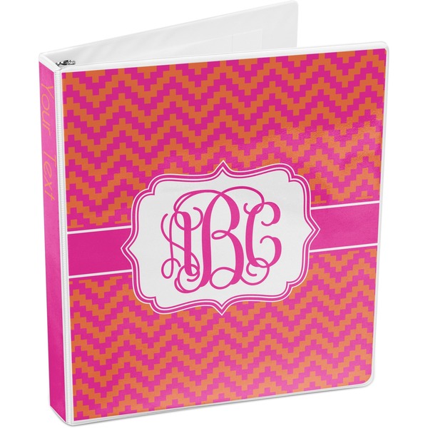 Pink & Orange Chevron 3-Ring Binder 3/4 - Main