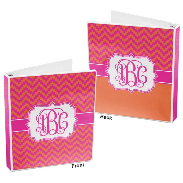 Pink & Orange Chevron 3-Ring Binder Front and Back