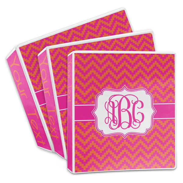 Pink & Orange Chevron 3-Ring Binder Group