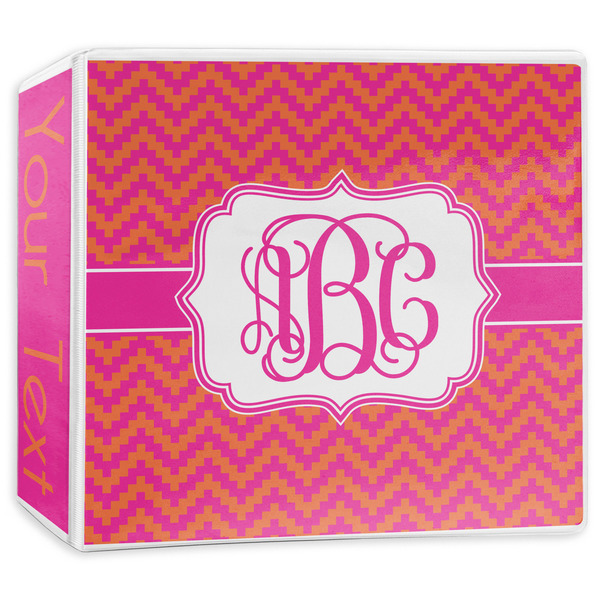 Custom Pink & Orange Chevron 3-Ring Binder - 3 inch (Personalized)