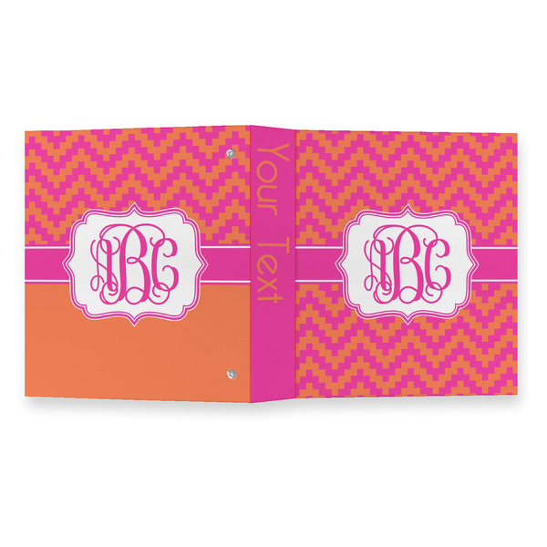 Pink & Orange Chevron 3 Ring Binders - Full Wrap - 1" - OPEN OUTSIDE