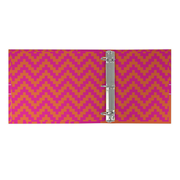Pink & Orange Chevron 3 Ring Binders - Full Wrap - 2" - OPEN INSIDE