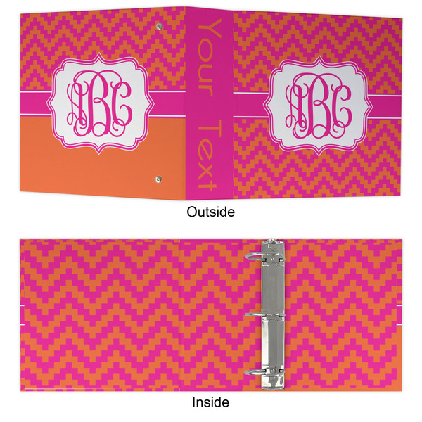 Pink & Orange Chevron 3 Ring Binders - Full Wrap - 3" - APPROVAL