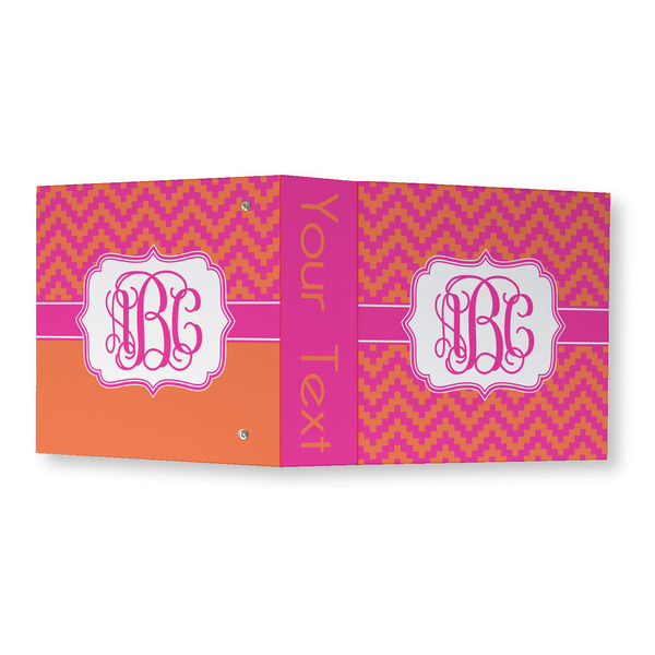 Pink & Orange Chevron 3 Ring Binders - Full Wrap - 3" - OPEN OUTSIDE
