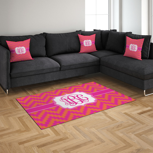 Pink & Orange Chevron 4'x6' Indoor Area Rugs - IN CONTEXT