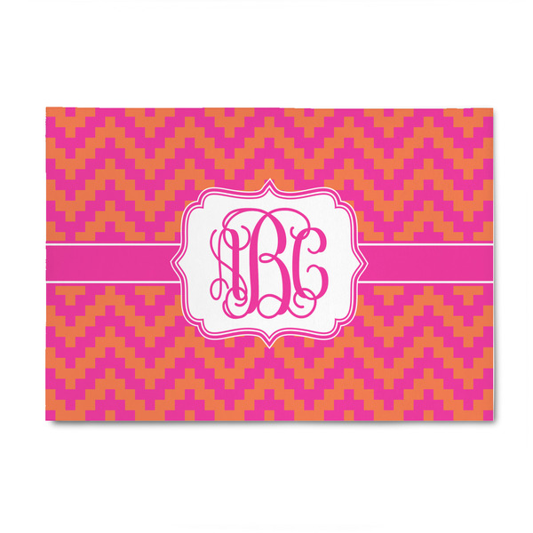 Custom Pink & Orange Chevron 4' x 6' Indoor Area Rug (Personalized)