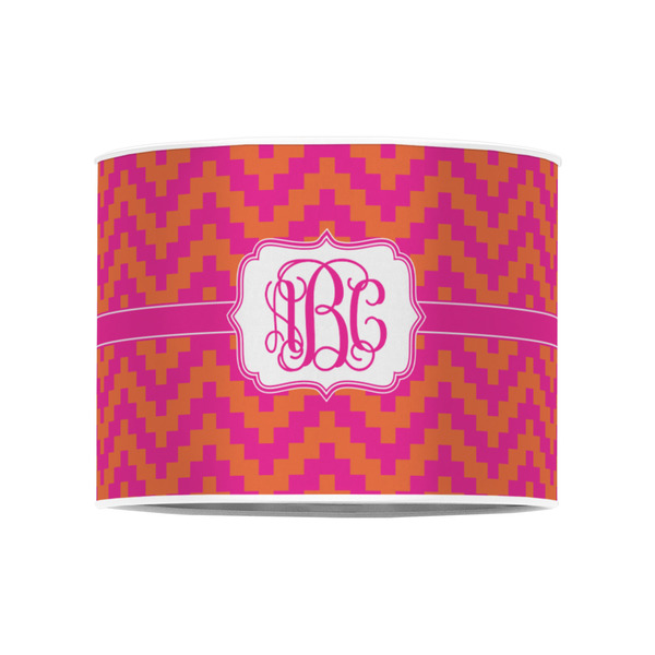 Pink & Orange Chevron 8" Drum Lampshade - FRONT (Poly Film)