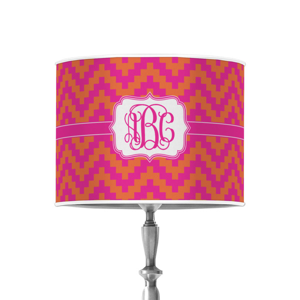 Pink & Orange Chevron 8" Drum Lampshade - ON STAND (Poly Film)