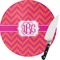 Pink & Orange Chevron Round Glass Cutting Board - Small (Personalized)
