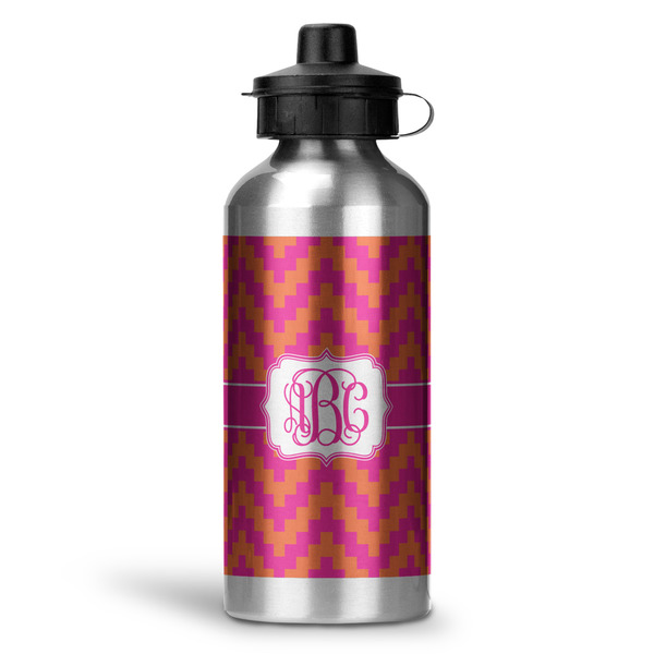Custom Pink & Orange Chevron Water Bottle - Aluminum - 20 oz (Personalized)