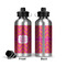 Pink & Orange Chevron Aluminum Water Bottle - Front and Back