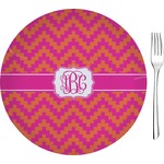 Pink & Orange Chevron 8" Glass Appetizer / Dessert Plates - Single or Set (Personalized)
