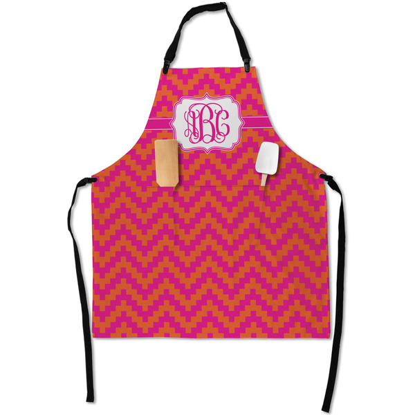 Pink & Orange Chevron Apron - Flat with Props (MAIN)