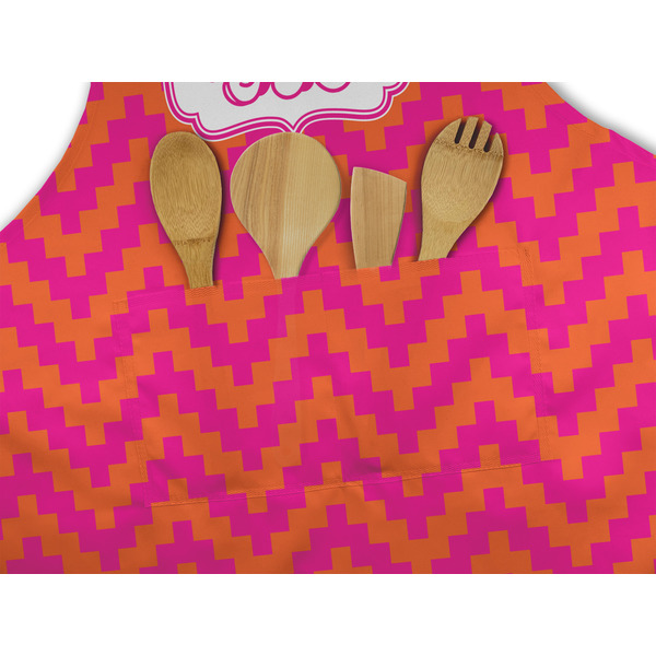 Pink & Orange Chevron Apron - Pocket Detail with Props