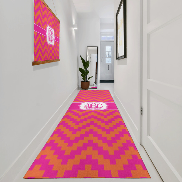 Pink & Orange Chevron Area Rug Sizes - In Context (vertical)