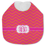 Pink & Orange Chevron Jersey Knit Baby Bib w/ Monogram