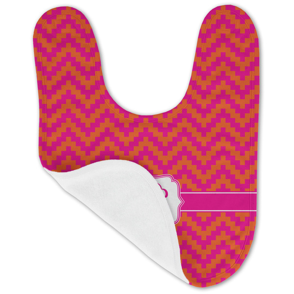 Pink & Orange Chevron Baby Bib - AFT folded
