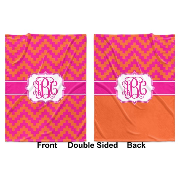 Pink & Orange Chevron Baby Blanket (Double Sided - Printed Front and Back)