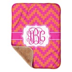 Pink & Orange Chevron Sherpa Baby Blanket - 30" x 40" w/ Monograms