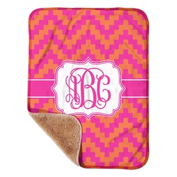 Pink & Orange Chevron Sherpa Baby Blanket - 30" x 40" w/ Monograms
